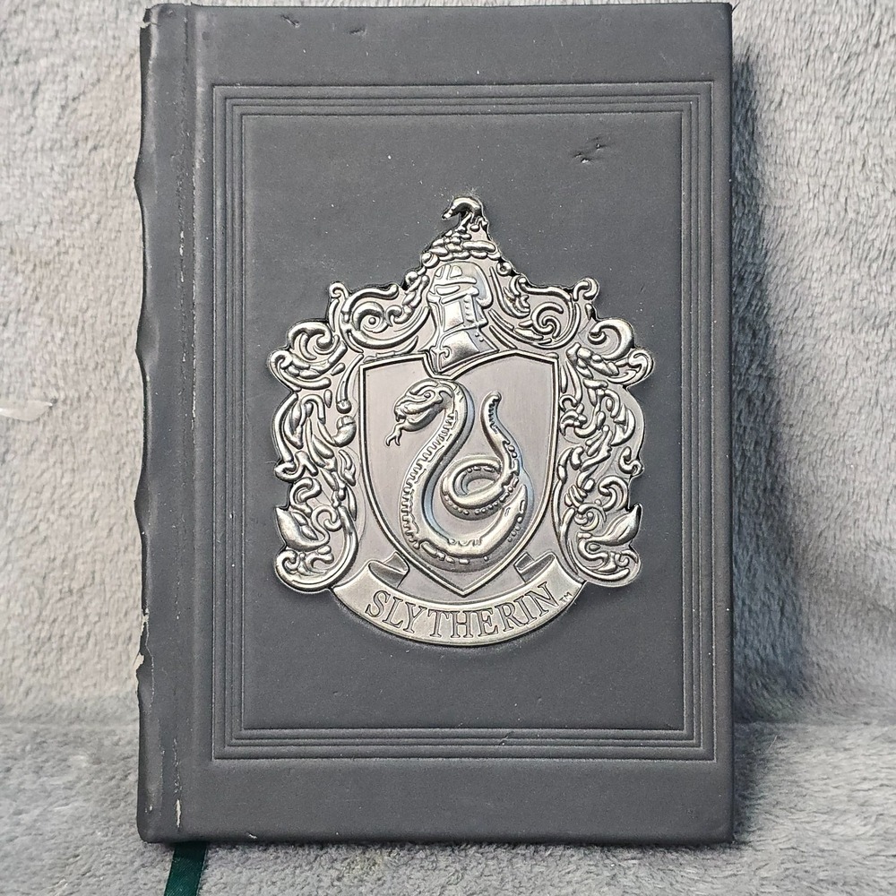 Harry Potter Slytherin Metal Crest Journal Black Faux Leather Unlined Notebook